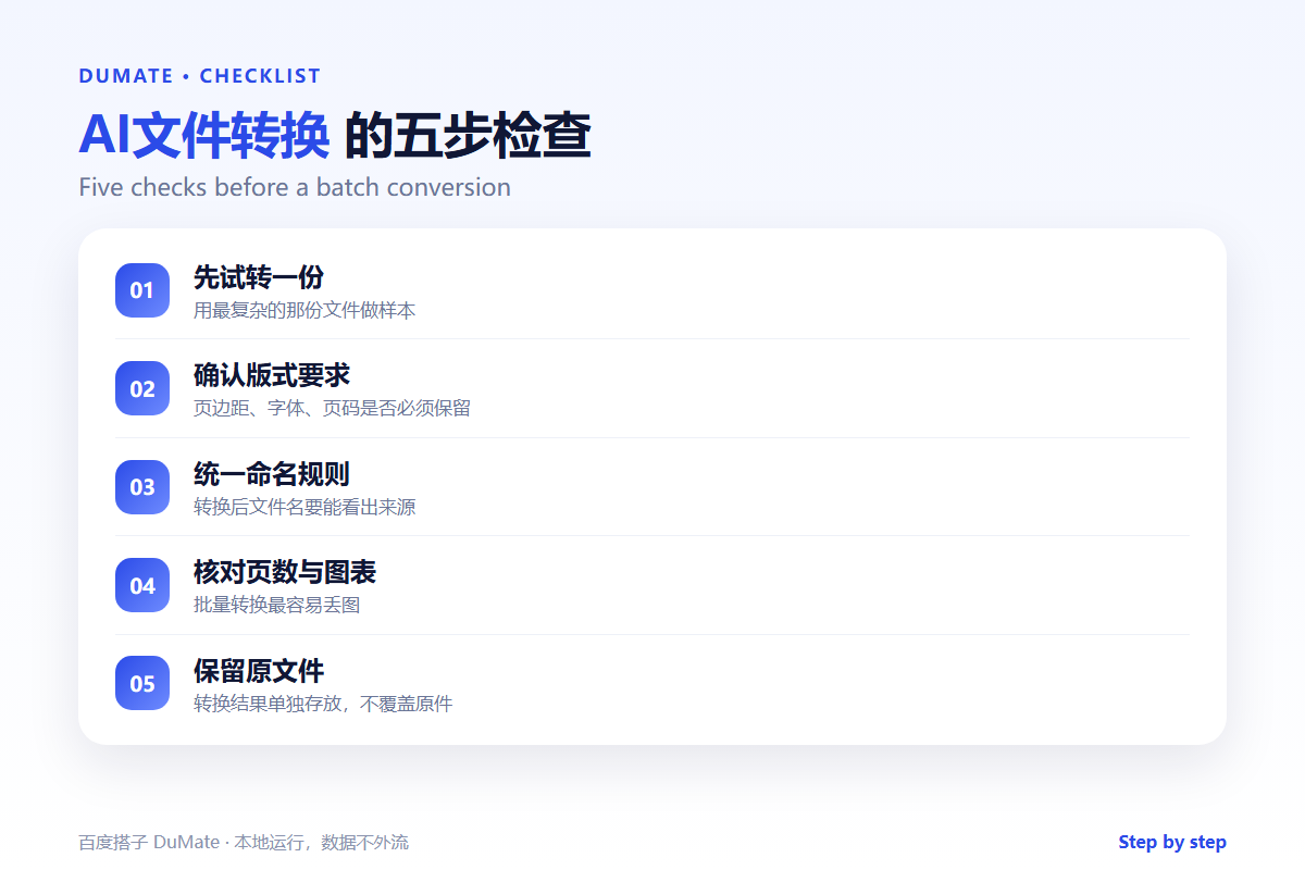 AI文件转换 checklist: batch convert without losing layout